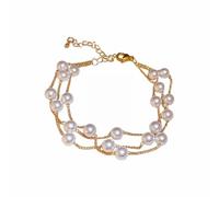 Mm Mm Couleurs Bracelet Bracelets For Women Cute Valentines Day For Her 6 MM Dainty Gold Pearl Beaded Bracelets Stack Pearl Jewelry As Bridesmaid Beach Summer Jewe 4 Et Bracelet Acier (Gold, One Size)