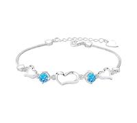 Mm Perles Perle Bracelet Phrases Bijoux Design Love Heart Jewelry Silver Bracelet For Women Bracelet Couple Design Love Heart Jewelry Messages Et Perles Couleurs Élastique Anneaux (Blue, One Size)