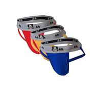 MM Sports - sous-vêtement String Hommes - Original Edition Swimmer/Jogger Jockstrap 2 inch Multipack Red + Yellow + Blue - Taille L