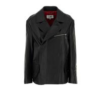 MM6 Maison Margiela - Blouson en cuir noir - Femme - Vestes - Noir - Taille: 34 FR