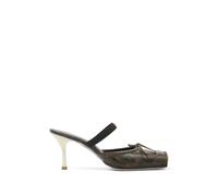 MM6 Maison Margiela - Bow Squared Leather Sandales - Femme - Chaussures - Brun - Taille: 36 1/2 EU