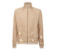 MM6 Maison Margiela - Cardigan Col Haut Côtelé Effet Usé - Homme - Pulls - Beige - Taille: M