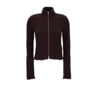 MM6 Maison Margiela - Gilet z dzianiny na zamek - Femme - Pulls - Rouge - Taille: 40 FR