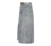 MM6 Maison Margiela - Jupe Maxi en Denim Délavé - Femme - Jupes - Bleu - Taille: 40 FR