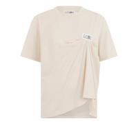 MM6 Maison Margiela - T-shirt en coton avec drapé - Femme - Tops - Beige - Taille: 40 FR