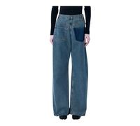 MM6 Maison Margiela - Wide-Leg Patch Pocket Jeans - Femme - Jeans - Bleu - Taille: W29