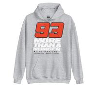 MM93 - Moto Grand Prix, Champion du Monde 2025, More Than a Number. Sweatshirt. Capuche avec double doublure et cordon assorti. Lavage en machine. Il est important de voir le tableau des tailles