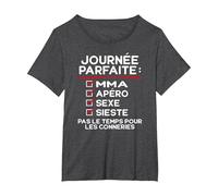 MMA, Apéro, Sexe, Sieste, fête Humour Full-Contact T-Shirt, Femme Grandes Tailles, Chiné Foncé, 2X
