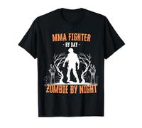 MMA Fighter by Day Zombie by Night Funny Halloween Creepy T-Shirt