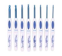 MMABEUTF Crochet crochets, pour le tissage, antidérapant bonne prise Aiguilles à tricoter avec marque, 8 pcs doux pour un usage domestique (Porcelaine bleu et blanc 8 packs)