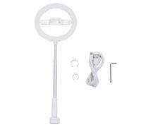 MMABEUTF Pour la lumière de l'anneau, Dimmable 3 Color Temps 5 Brightness rechargeable, avec support de téléphone à pince, pour enregistrer vidéo Stream en direct