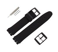 MMBAY Bracelet de montre de rechange en caoutchouc hypoallergénique étanche en silicone pour montre Swatch Skin Seris pour homme et femme (19 mm, noir)