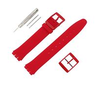MMBAY Bracelet de montre de rechange ultra fin en caoutchouc et silicone de qualité supérieure - Étanche - Convient pour Swatch Skin Seris - Pour homme et femme (16 mm, rouge)
