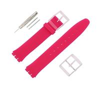 MMBAY Bracelet de montre de rechange ultra fin en caoutchouc et silicone de qualité supérieure - Étanche - Convient pour Swatch Skin Seris - Pour homme et femme (16 mm, rose rouge)