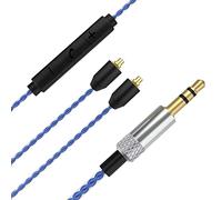 MMCX Câble de rechange pour écouteurs SE535, câble d'extension de casque filaire de 3,5 mm avec contrôle du volume à distance, compatible avec Shure SE215 SE315 SE425 SE535 SE846 UE900 (bleu)