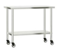MMCZ Table de préparation/Plan De Travail - Table de travail de cuisine avec roues 110x55x85 cm inox@9225067@