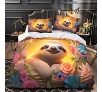 MMDASBVPE Animaux Mignons du Safari Housse de Couette Microfibre Hypoallergique Imprimé en 3D Douce Parure de Lit Fermeture Éclair Confortable Léger for Adultes Enfants Super King（260x220cm）
