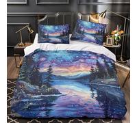 MMDASBVPE Ciel étoilé Housse de Couette Microfibre résistante Douce Léger Vue Cosmique de la Galaxie Parure de Lit 3D Imprimée Fermeture Éclair Hypoallergique for Adolescent Double（200x200cm）