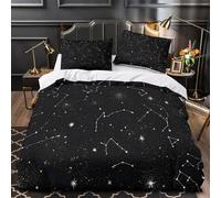 MMDASBVPE Ciel étoilé Housse de Couette Microfibre résistante Douce Respirante Vue Cosmique de la Galaxie Parure de Lit 3D Imprimée Fermeture Éclair Confortable for Hommes Enfants King（220x240cm）