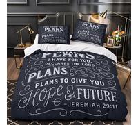 MMDASBVPE Citations chrétiennes Housse de Couette Imprimé en 3D Microfibre résistante Hypoallergique Parure de Lit Fermeture Éclair Confortable Léger for Adulte Enfants Filles Single（140x200cm）