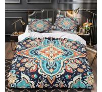 MMDASBVPE Motifs circulaires ornementaux Parure de Lit Microfibre Hypoallergique 3D Effet Ultra Douce Housse de Couette Super Douce Respirante for Enfants Garçons Filles Super King（260x220cm）