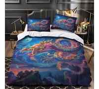 MMDASBVPE Motifs ornementaux Housse de Couette Imprimé en 3D Microfibre Hypoallergique Confortable Parure de Lit Fermeture Éclair Ultra Douce Léger for Hommes Super King（260x220cm）