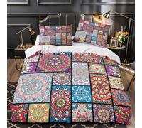 MMDASBVPE Motifs ornementaux Housse de Couette Microfibre résistante Ultra Douce Confortable Décoration bohème Parure de Lit 3D Imprimée Fermeture Éclair Hypoallergique for Enfant Single（140x200cm）