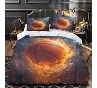 MMDASBVPE Panier de Basket Parure de Lit 3D Effet Ultra Douce Confortable Dessin Industriel Housse de Couette Microfibre résistante Fermeture Éclair Léger for Enfants Garçons Ado Double（200x200cm）