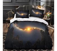 MMDASBVPE Vue sur Le Ciel de la Galaxie Parure de Lit Microfibre Hypoallergique 3D Imprimée Super Douce Nuit étoilée Housse de Couette Fermeture Éclair Douce Respirante for Femmes Single（135x200cm）