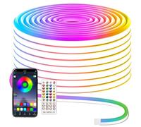 MMEEVT 15M Striscia LED RGB Neon flessibile Striscia LED flessibile Telecomando Applicazione IP67 Impermeabile Corda luminosa con sincronizzazione musicale per camera da letto e decorazioni esterne