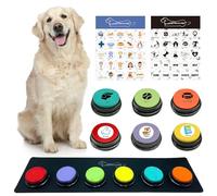 MMGGAISH 6 Boutons de Communication pour Chien, Boutons enregistrables, Boutons pour Chien, 6 Boutons pour Chien, 1 Tampon en Caoutchouc, 50 Autocollants, entraînez Votre Chien à Parler