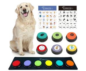 MMGGAISH 6 Boutons de Communication pour Chien, Boutons enregistrables, Boutons pour Chien, 6 Boutons pour Chien, 1 Tampon en Caoutchouc, 50 Autocollants, entraînez Votre Chien à Parler