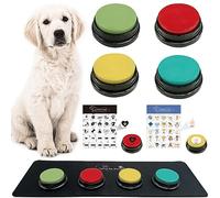 MMGGAISH Boutons de Communication pour Chien, Boutons enregistrables, Boutons pour Chiens, 4 Boutons, 1 Tampon en Caoutchouc, 50 Autocollants, entraînez Votre Chien à Parler
