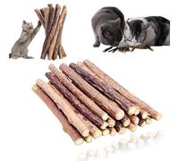 Mmgoqqt Lot de 30 bâtonnets d'herbe à chat en bois à mâcher pour chat - Jouet pour les soins dentaires et contre la mauvaise haleine - Bâtonnets d'herbe à chat pour faire ses dents - Naturellement