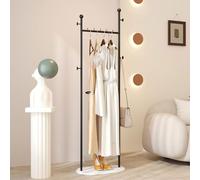MMissll Métal Portemanteau sur Pieds pour Entrée Support à Coucher sur Pied avec 4 Crochet Penderie Vestiaire Portant à Vêtements avec Dalles de Roche Lourdes, jusqu'à 60 kg, 45x28x170CM (Noir)