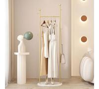 MMissll Métal Portemanteau sur Pieds pour Entrée Support à Coucher sur Pied avec 4 Crochet Penderie Vestiaire Portant à Vêtements avec Dalles de Roche Lourdes, jusqu'à 60 kg, 45x28x170CM (Doré)