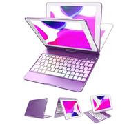 MMK Étui avec clavier pour iPad 6e génération 2018, iPad 5e génération 2017, iPad Pro 9.7, iPad Air 2, iPad Air 1, rétroéclairé 10 couleurs rotation d'écran à 360° avec clavier, mise en veilleréveil