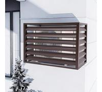 MMleYN Clôture De Confidentialité Pour Climatiseur, Housse De Climatiseur Pour Unités Extérieures, Clôture De Confidentialité À Volet En Aluminium, Convient Pour Cour Extérieur(Brown,110x60x80cm)
