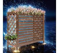 MMleYN Couvertures De Climatiseur Divisé Clôtures D'Écran De Confidentialité Support De Climatiseur Extérieur En Bois Support De Fleur Climatiseur Avec Conception De Grille De Stores, Facile À Entrete