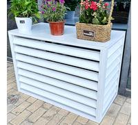 MMleYN Écran De Clôture De Climatiseur, Clôture De Climatisation Pour Unité Extérieure, Couvertures De Climatisation Extérieure, Cache Pompe A Chaleur Extérieur En Aluminium - Facile À Assembler(White