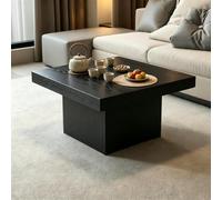 MMleYN Table Basse Gigogne Carrée Bois, Lot de Tables Basses Empilables | Plateau 4cm Épais Gain D'Espace, Tables D'Appoint Modernes Pour Petit Espace Séjour Salon(Black,80x80x47cm)
