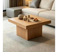 MMleYN Table Basse Gigogne Carrée Bois, Lot de Tables Basses Empilables | Plateau 4cm Épais Gain D'Espace, Tables D'Appoint Modernes Pour Petit Espace Séjour Salon(Wood,100x100x47cm)