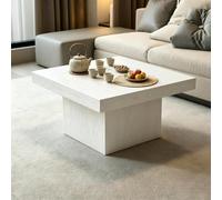 MMleYN Table Basse Gigogne Carrée Bois, Lot de Tables Basses Empilables | Plateau 4cm Épais Gain D'Espace, Tables D'Appoint Modernes Pour Petit Espace Séjour Salon(Weiß,100x100x47cm)
