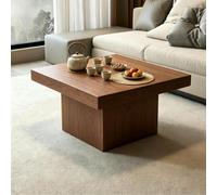 MMleYN Table Basse Gigogne Carrée Bois, Lot de Tables Basses Empilables | Plateau 4cm Épais Gain D'Espace, Tables D'Appoint Modernes Pour Petit Espace Séjour Salon(Brown,100x100x47cm)