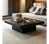 MMleYN Table Basse Gigogne Carrée Bois, Lot de Tables Basses Empilables | Plateau 4cm Épais Gain D'Espace, Tables D'Appoint Modernes Pour Petit Espace Séjour Salon(Black,80x80x37cm)