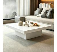 MMleYN Table Basse Gigogne Carrée Bois, Lot de Tables Basses Empilables | Plateau 4cm Épais Gain D'Espace, Tables D'Appoint Modernes Pour Petit Espace Séjour Salon(Weiß,80x80x37cm)