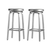 MMleYN Tabouret De Comptoir Pivotant avec Repose-Pieds Chaise Ronde Bleu Marine en Aluminium Brossé pour Cuisine/bistrot/pub(2,Short Stool(45cm H))