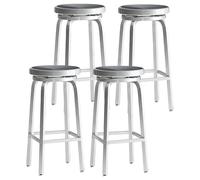 MMleYN Tabouret De Comptoir Pivotant avec Repose-Pieds Chaise Ronde Bleu Marine en Aluminium Brossé pour Cuisine/bistrot/pub(4,Short Stool(45cm H))