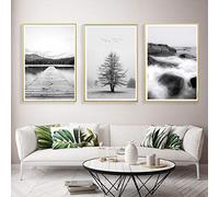 MMLXHH Art triptyque Affiche Noir et Blanc Imprime Paysage Affiches et Impressions forêt Mur Art Toile Peinture Image décorative