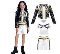 MmmLucipor Korea Pop singer Kostüm Kinder, 3-teiliges Kostüm Kinder,Anime Cosplay Costume, Pop Star Cosplay Costume Outfit Mädchen, für Karneval, Maskenbälle & Bühne Party (120-S)